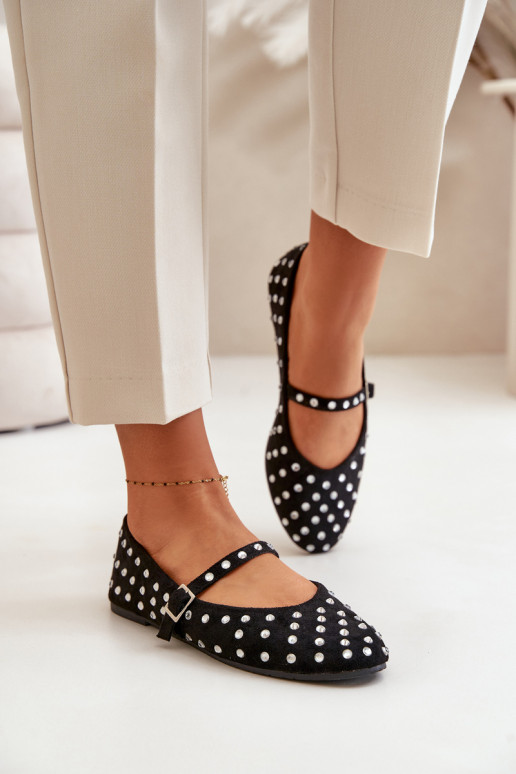 Decorado bailarinas con correas de gamuza ecológicaoAe de color negro Tirilissa Decorado bailarinas con correas de gamuza ecológicaoAe de color negro Tirilissa