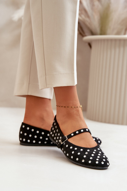 Decorado bailarinas con correas de gamuza ecológicaoAe de color negro Tirilissa Decorado bailarinas con correas de gamuza ecológicaoAe de color negro Tirilissa