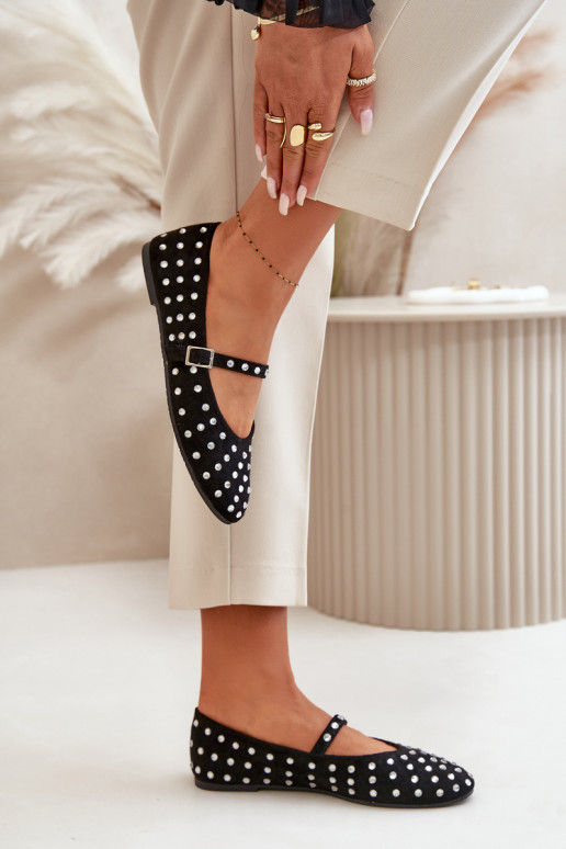 Decorado bailarinas con correas de gamuza ecológicaoAe de color negro Tirilissa Decorado bailarinas con correas de gamuza ecológicaoAe de color negro Tirilissa