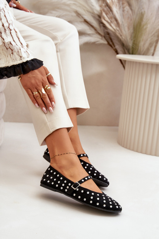 Decorado bailarinas con correas de gamuza ecológicaoAe de color negro Tirilissa Decorado bailarinas con correas de gamuza ecológicaoAe de color negro Tirilissa