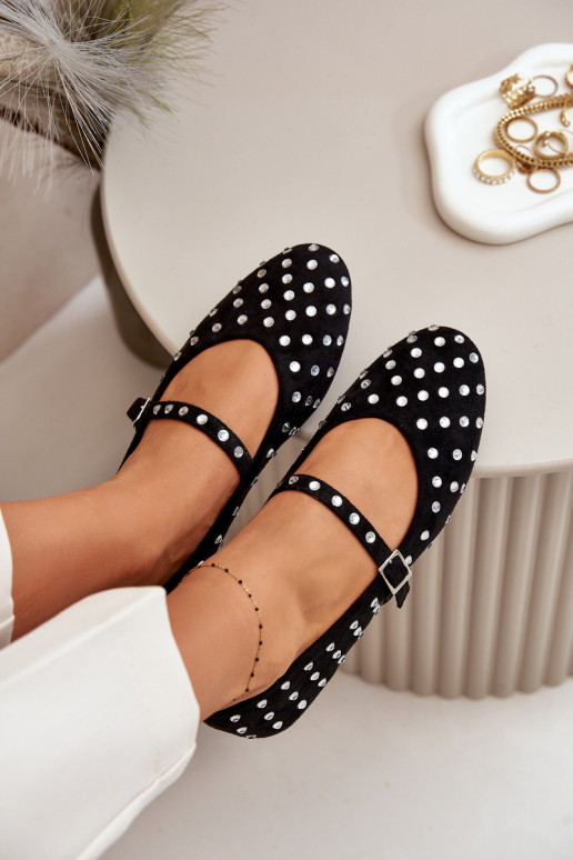 Decorado bailarinas con correas de gamuza ecológicaoAe de color negro Tirilissa Decorado bailarinas con correas de gamuza ecológicaoAe de color negro Tirilissa