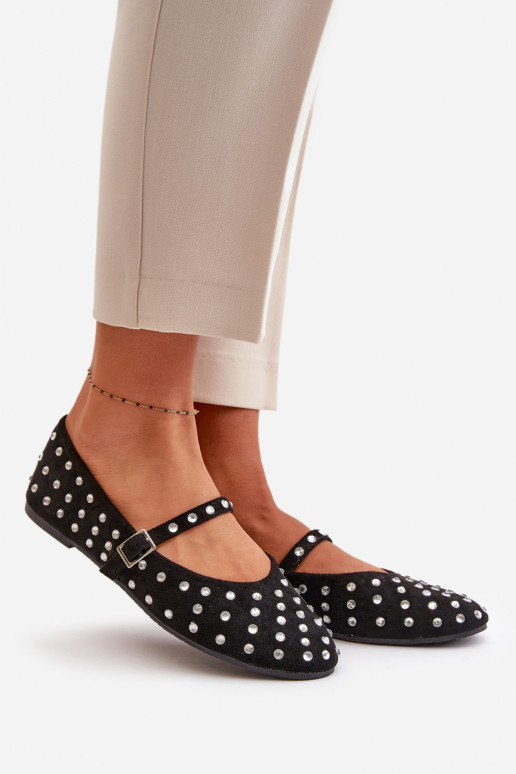 Decorado bailarinas con correas de gamuza ecológicaoAe de color negro Tirilissa Decorado bailarinas con correas de gamuza ecológicaoAe de color negro Tirilissa