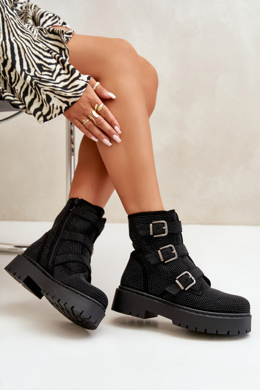 calentamiento Botas de mujer Con decoración de color negro Ciascia