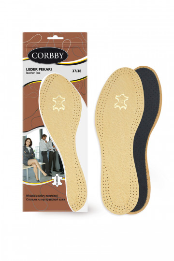 Las plantillas Corbby LEDER PEKARI están fabricadas en piel natural de alta calidad.