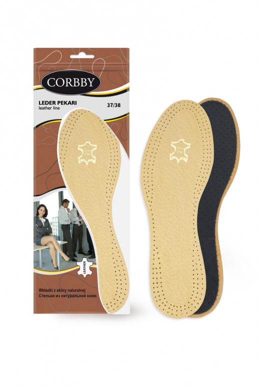 Las plantillas Corbby LEDER PEKARI están fabricadas en piel natural de alta calidad.