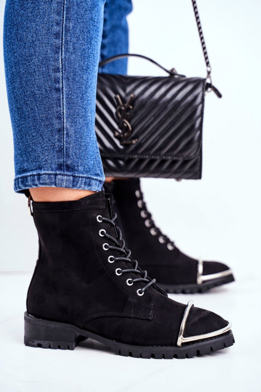 Botas de Mujer Lu Boo Botas de Ante Negro con Detalle de Acero Jacksy Botas de Mujer Lu Boo Botas de Ante Negro con Detalle de Acero Jacksy