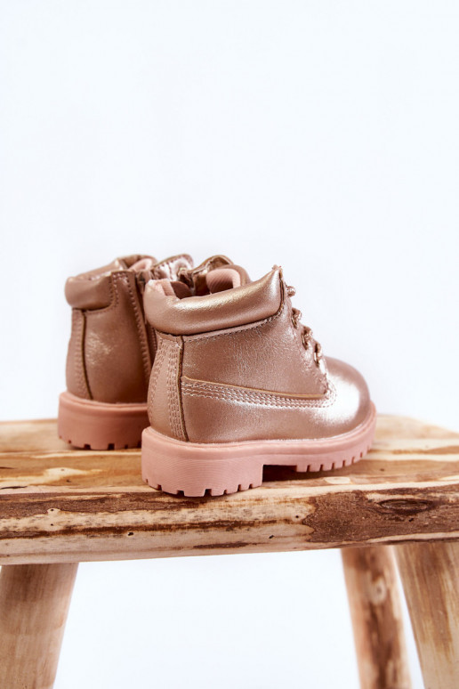 Botas infantiles con cordones en color oro rosa Dexter