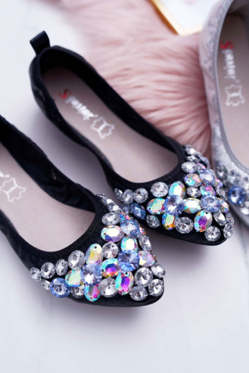 Bailarinas con decoración de guijarros en color negro Cristal 2