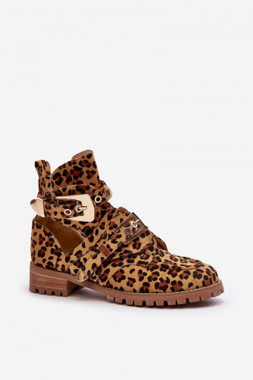 Lu Boo Botas Ante Estampado Leopardo Rock Girl