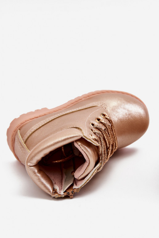 Botas infantiles con cordones calentadas color oro rosa Dexter Botas infantiles con cordones calentadas color oro rosa Dexter