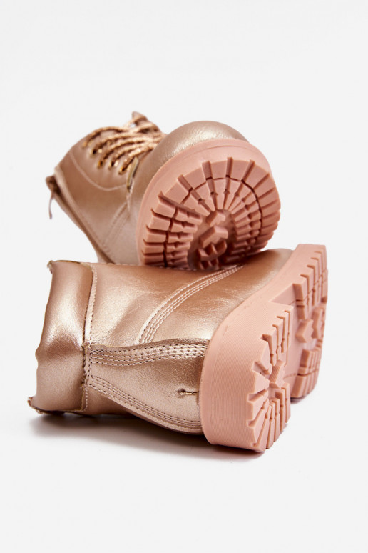 Botas infantiles con cordones calentadas color oro rosa Dexter Botas infantiles con cordones calentadas color oro rosa Dexter
