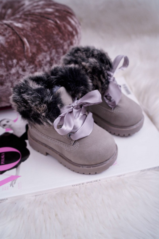 Botas infantiles botas con pelo color gris Tesoro