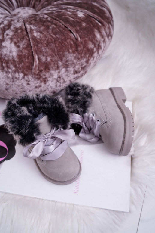 Botas infantiles botas con pelo color gris Tesoro