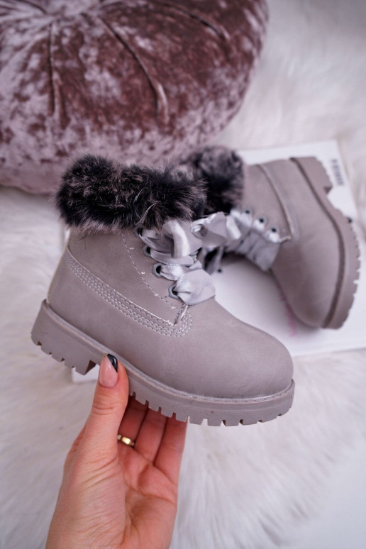 Botas infantiles botas con pelo color gris Tesoro