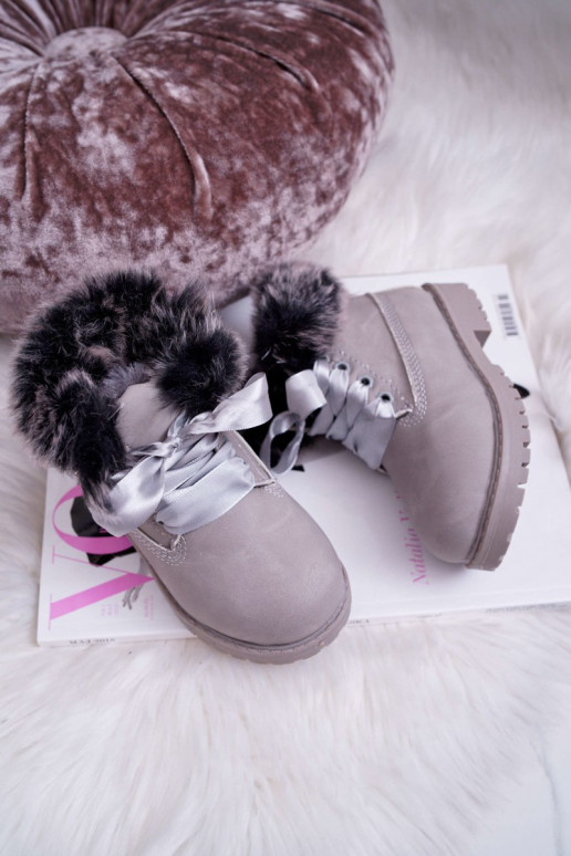 Botas infantiles botas con pelo color gris Tesoro