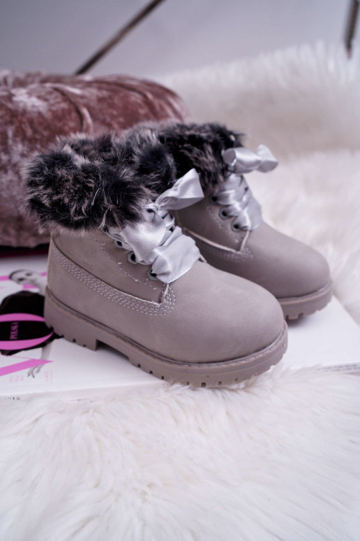 Botas infantiles botas con pelo color gris Tesoro