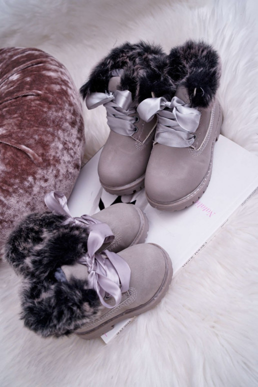 Botas infantiles botas con pelo color gris Tesoro