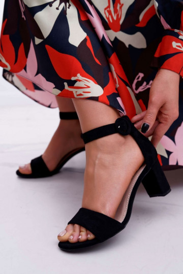 Sandalias de mujer con tacón en ante color negro Lexi