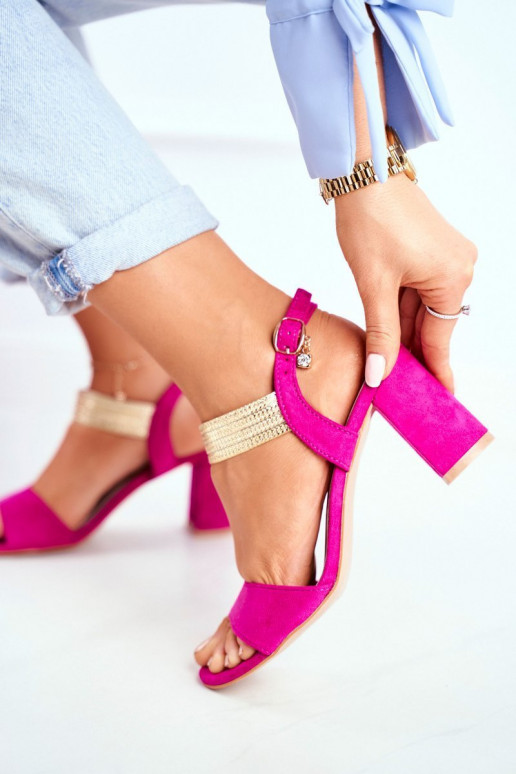 Sandalias tacón mujer ante rosa Enjoy