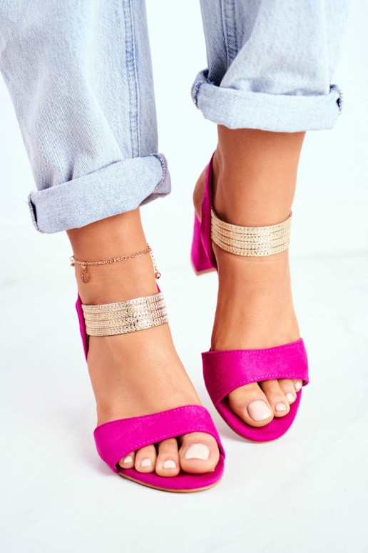 Sandalias tacón mujer ante rosa Enjoy