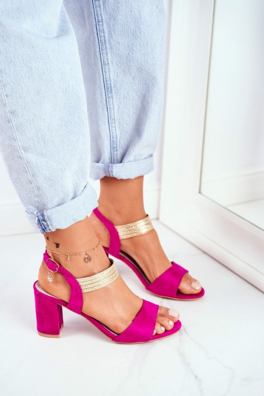 Sandalias tacón mujer ante rosa Enjoy
