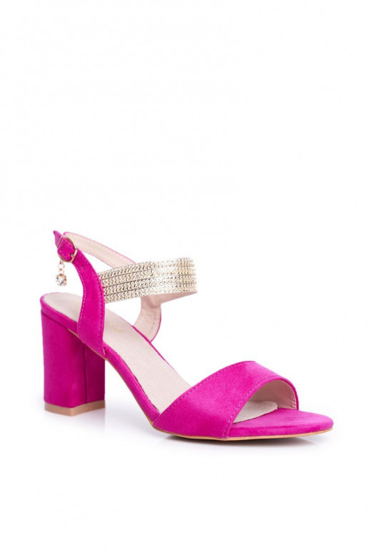Sandalias tacón mujer ante rosa Enjoy