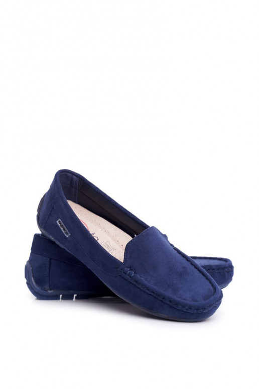 mocasines de mujer en ante azul oscuro Morreno