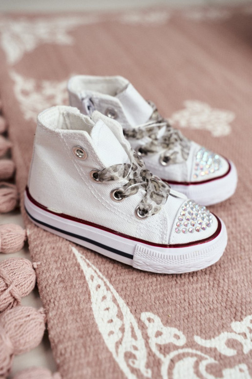 Zapatos de ocio para niños con ojales brillantes en color blanco Smile