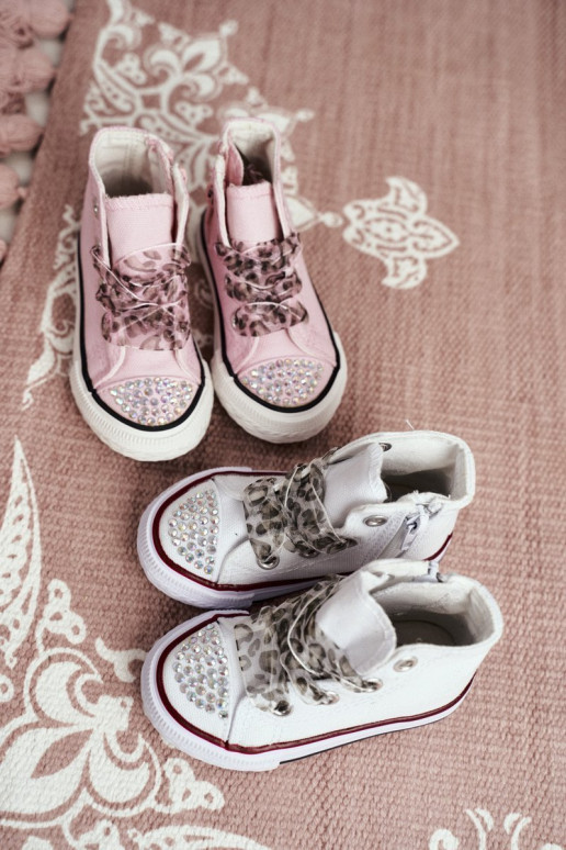 Zapatos de ocio para niños con ojales brillantes en color blanco Smile