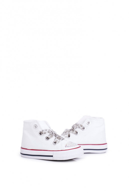 Zapatos de ocio para niños con ojales brillantes en color blanco Smile