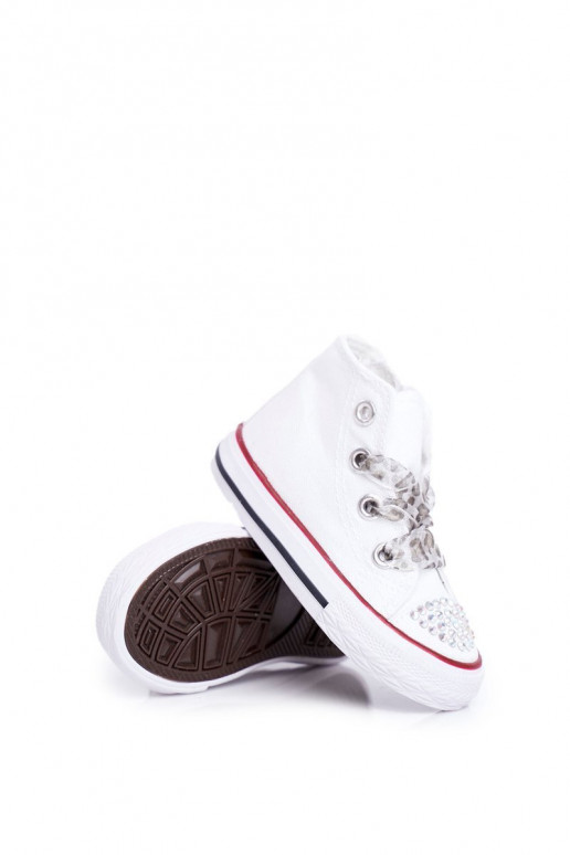 Zapatos de ocio para niños con ojales brillantes en color blanco Smile