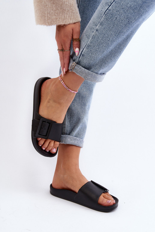 Zapatillas de casa para mujer Big Star con hebillas color negro FF274A389 Zapatillas de casa para mujer Big Star con hebillas color negro FF274A389