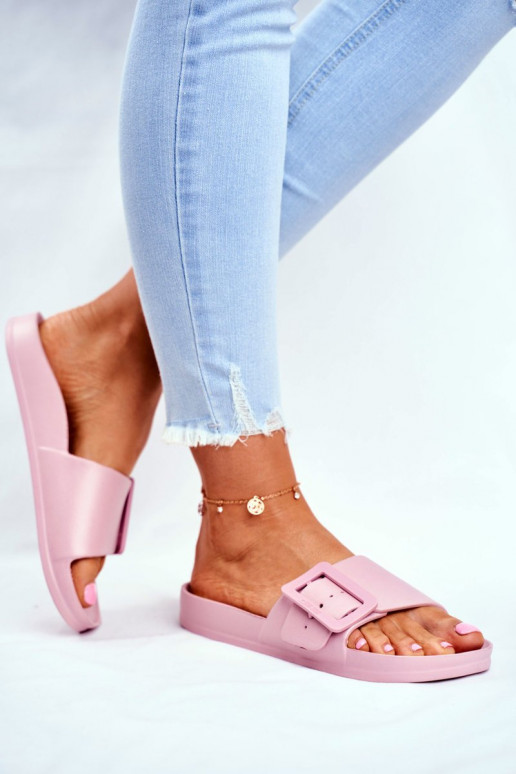 Zapatillas de casa para mujer Big Star con hebillas color rosa FF274A387