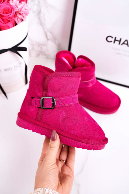 Botas de nieve infantiles con pelo rosa Kawai