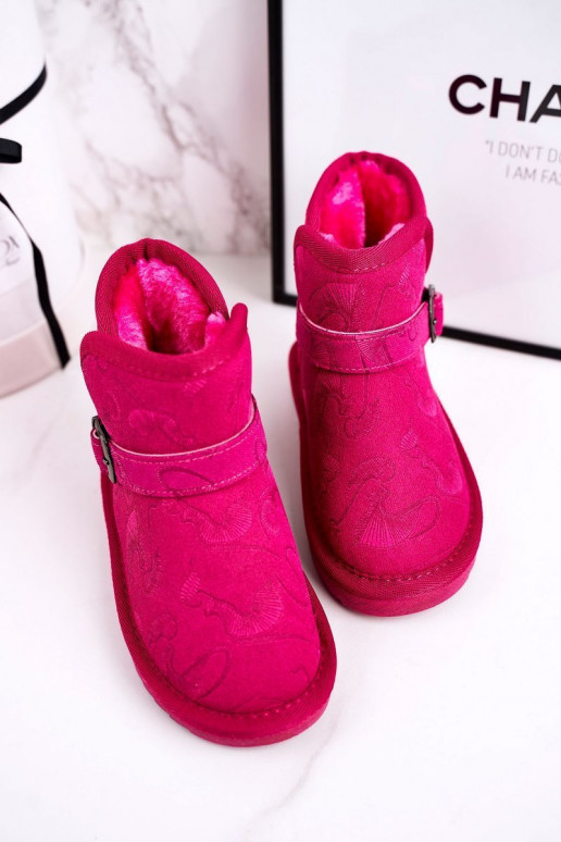 Botas de nieve infantiles con pelo rosa Kawai