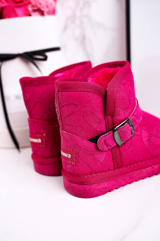 Botas de nieve infantiles con pelo rosa Kawai