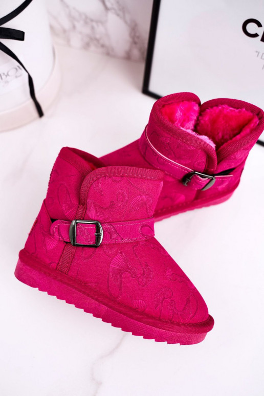 Botas de nieve infantiles con pelo rosa Kawai