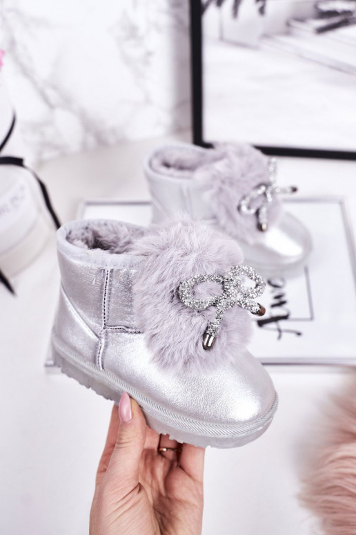 Botas de nieve para niños calentadas con interior de pelo, color plateado Aurora