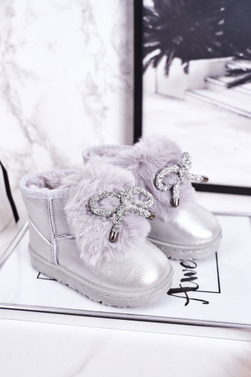Botas de nieve para niños calentadas con interior de pelo, color plateado Aurora 2