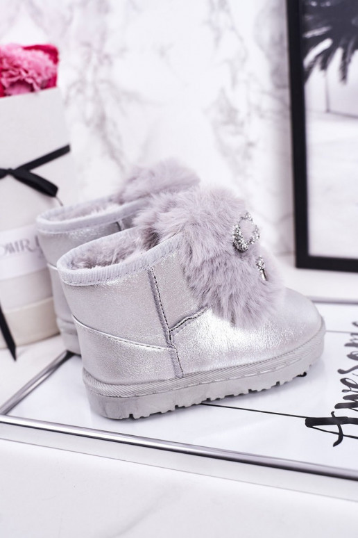 Botas de nieve para niños calentadas con interior de pelo, color plateado Aurora