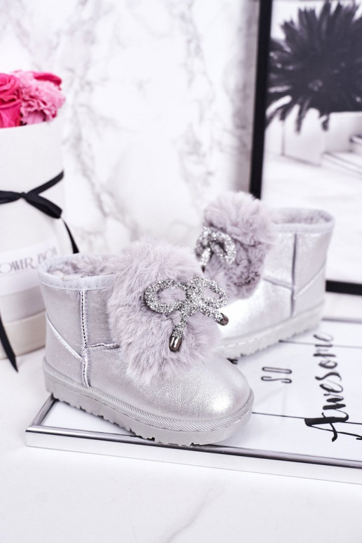 Botas de nieve para niños calentadas con interior de pelo, color plateado Aurora