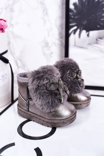 Botas de nieve para niños calentadas con pelo interior Aurora gris oscuro 2