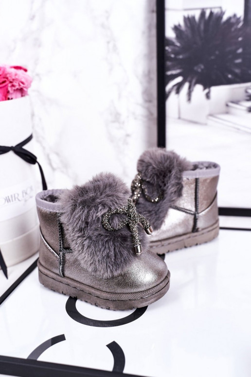 Botas de nieve para niños calentadas con pelo interior Aurora gris oscuro