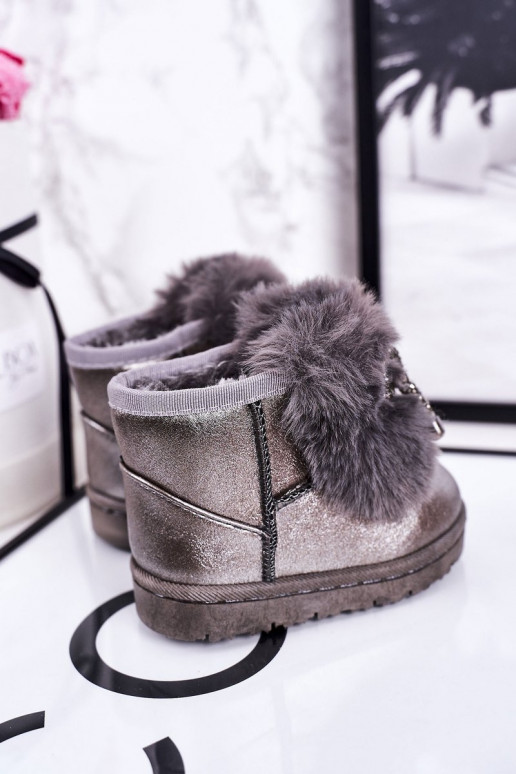 Botas de nieve para niños calentadas con pelo interior Aurora gris oscuro