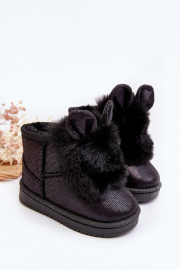Botas de nieve para niños calentadas con pelo interior con orejas en color negro Betty 2
