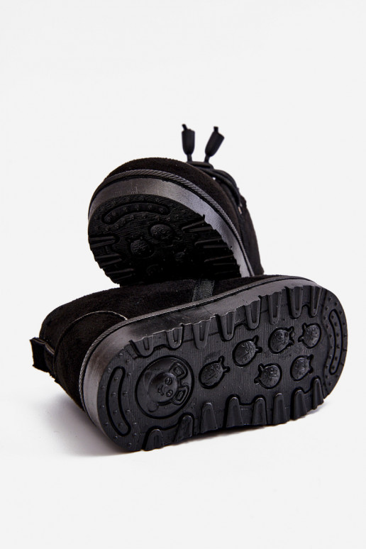 Botas de nieve para niños con cordones y pelo en color negro Hunter Botas de nieve para niños con cordones y pelo en color negro Hunter