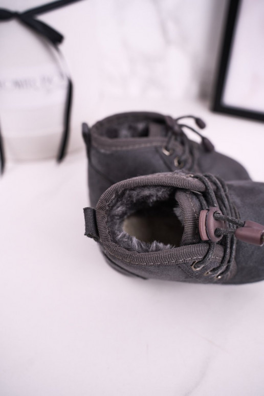 Botas de nieve para niños con cordones y pelo en color gris Hunter