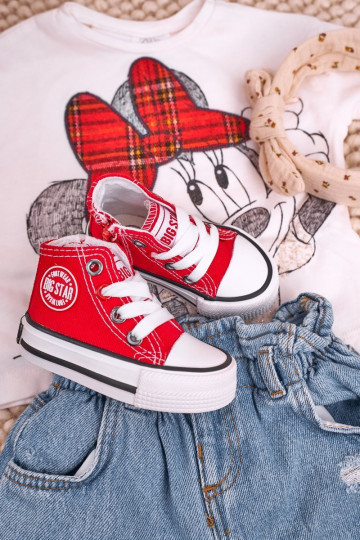Calzado infantil de ocio con suela con cremalleras BIG STAR HH374190 color rojo