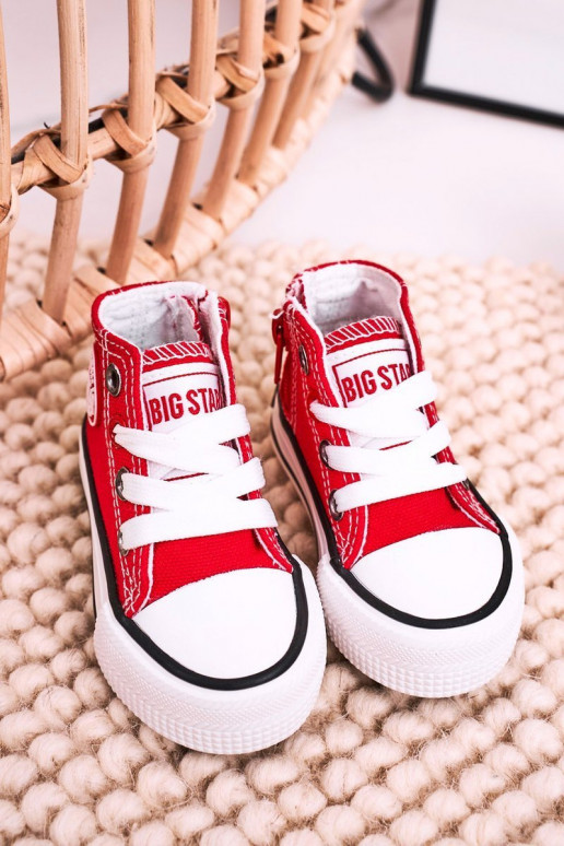 Calzado infantil de ocio con suela con cremalleras BIG STAR HH374190 color rojo