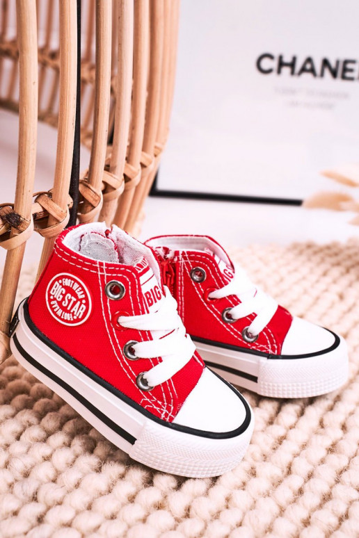 Calzado infantil de ocio con suela con cremalleras BIG STAR HH374190 color rojo